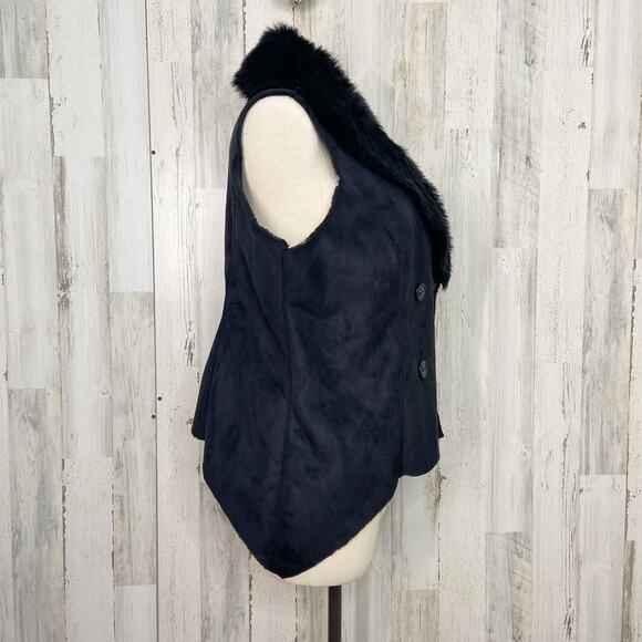 K-DASH by Kardashian Faux Fur Vest Black Double Breasted Neutral Casual Size 1X - Picture 3 of 9